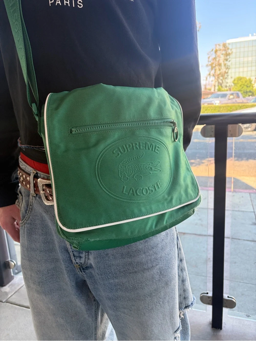 Supreme Lacoste Green Crossbody Messenger Bag